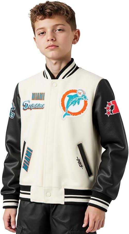image:imagePro Standard Little Boys NFL Retro Classics Varsity JacketEggshell Black