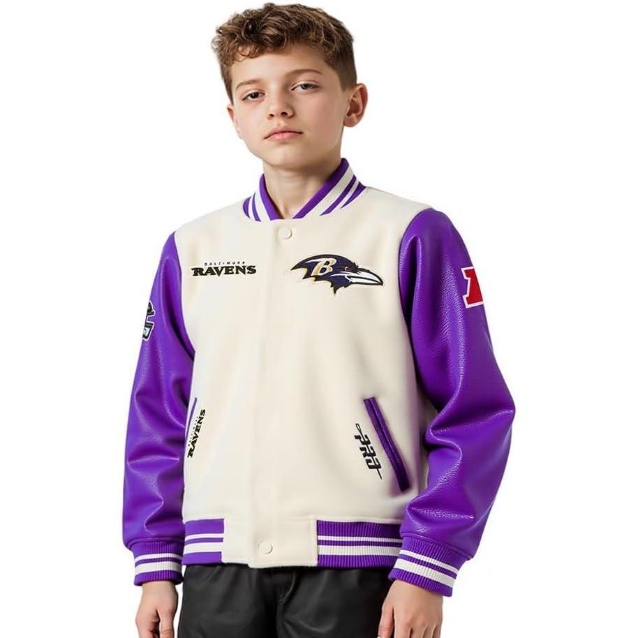 image:imagePro Standard Little Boys NFL Retro Classics Varsity JacketEggshell Purple