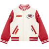 Pro Standard Little Boys NFL Retro Classics Varsity Jacket(Eggshell/ Red)