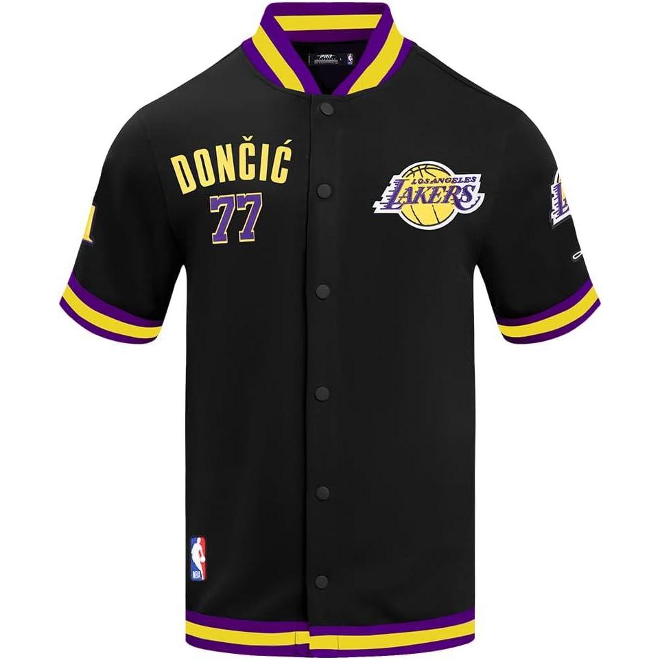 image:imagePro Standard NBA Mens Mens NBA Los Angeles Lakers Classic Player Cotton Double Knit Button DownBlackPurple