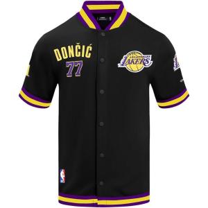 Pro Standard NBA Mens Mens NBA Los Angeles Lakers Classic Player Cotton Double Knit Button Down(Black/Purple)