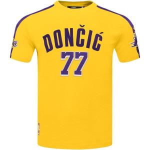 Pro Standard NBA Mens Mens NBA Los Angeles Lakers Classic Player Cotton Taping Tee(Yellow/Purple)