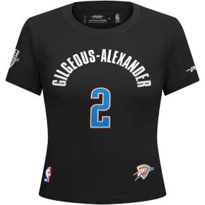 Pro Standard NBA Womens Womens NBA Oklahoma City Thunder Classic Player Cotton Short Sleeve Slim Tee(Black)