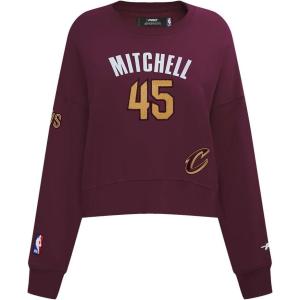 Pro Standard NBA womens Womens Nba Cleveland Cavaliers Classic Player Brushed Back French Terry Crewneck Sweatshirt(Wine)