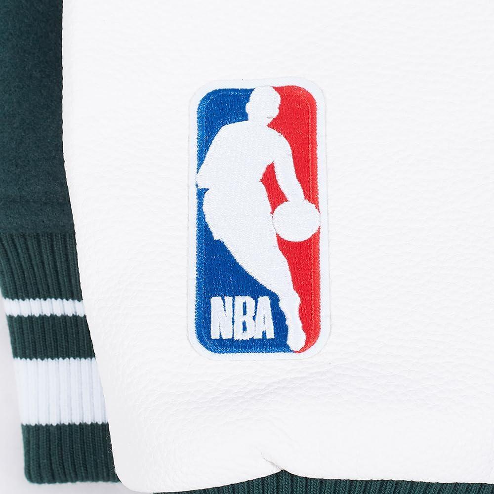 image:imagePro Standard Mens NBA Diy Pick Stitch Varsity JacketForest GreenWhite