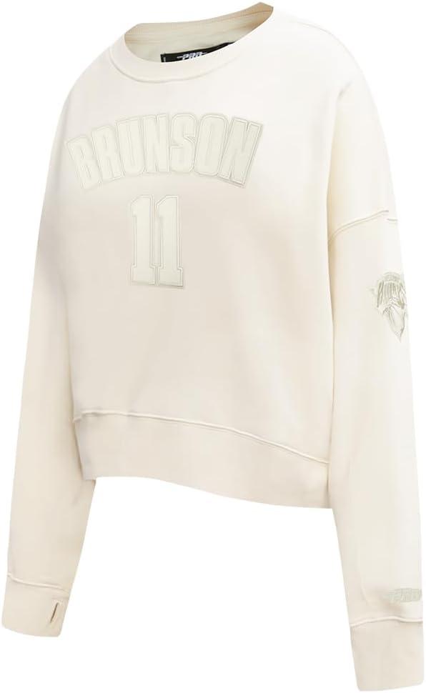 image:imagePro Standard NBA womens Womens Nba New York Knicks Neutrals Player Brushed Back French Terry Crewneck SweatshirtEggshell