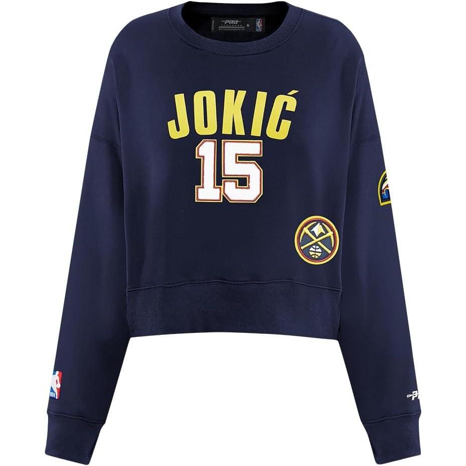 image:imagePro Standard NBA womens Womens Nba Denver Nuggets Classic Player Brushed Back French Terry Crewneck SweatshirtMidnight Navy
