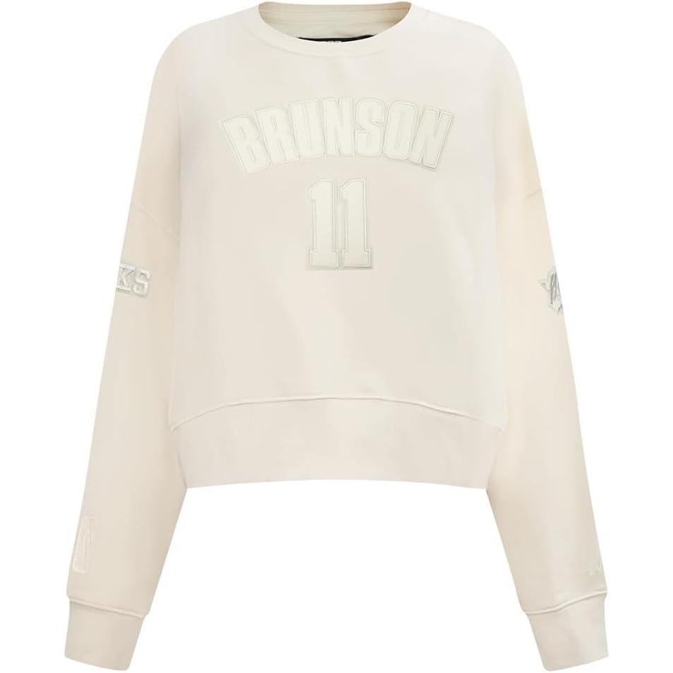 image:imagePro Standard NBA womens Womens Nba New York Knicks Neutrals Player Brushed Back French Terry Crewneck SweatshirtEggshell