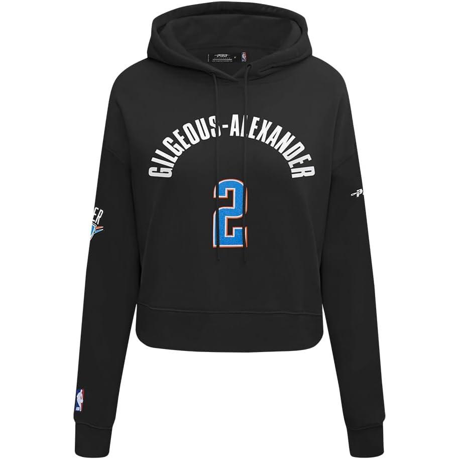 image:imagePro Standard NBA womens Womens Nba Oklahoma City Thunder Classic Player Brushed Back French Terry Cropped Pullover HoodieBlack