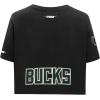 Pro Standard NBA Womens Womens NBA Milwaukee Bucks Classic Player Cotton Short Sleeve Boxy Tee(Black)