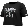 Pro Standard NBA Womens Womens NBA Milwaukee Bucks Classic Player Cotton Short Sleeve Boxy Tee(Black)