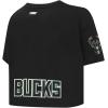 Pro Standard NBA Womens Womens NBA Milwaukee Bucks Classic Player Cotton Short Sleeve Boxy Tee(Black)