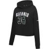 Pro Standard NBA womens Womens Nba Milwaukee Bucks Classic Player Brushed Back French Terry Cropped Pullover Hoodie(Black)