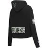 Pro Standard NBA womens Womens Nba Milwaukee Bucks Classic Player Brushed Back French Terry Cropped Pullover Hoodie(Black)