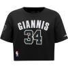 Pro Standard NBA Womens Womens NBA Milwaukee Bucks Classic Player Cotton Short Sleeve Boxy Tee(Black)