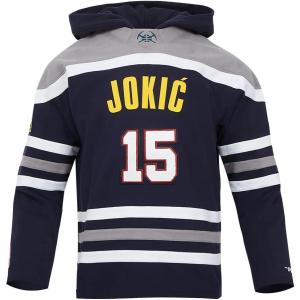 PRO STANDARD Mens NBA Denver Nuggets Colorblock Hoodie Cotton Double Knit Pull Over Hoodie(Midnight Navy/Grey/White)