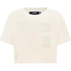 Pro Standard NBA Womens Womens NBA New York Knicks Neutrals Player Short Sleeve Boxy Tee(Eggshell)