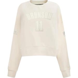 Pro Standard NBA womens Womens Nba New York Knicks Neutrals Player Brushed Back French Terry Crewneck Sweatshirt(Eggshell)