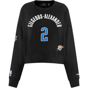 Pro Standard NBA womens Womens Nba Oklahoma City Thunder Classic Player Brushed Back French Terry Crewneck Sweatshirt(Black)