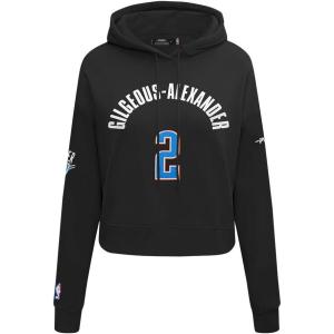 Pro Standard NBA womens Womens Nba Oklahoma City Thunder Classic Player Brushed Back French Terry Cropped Pullover Hoodie(Black)