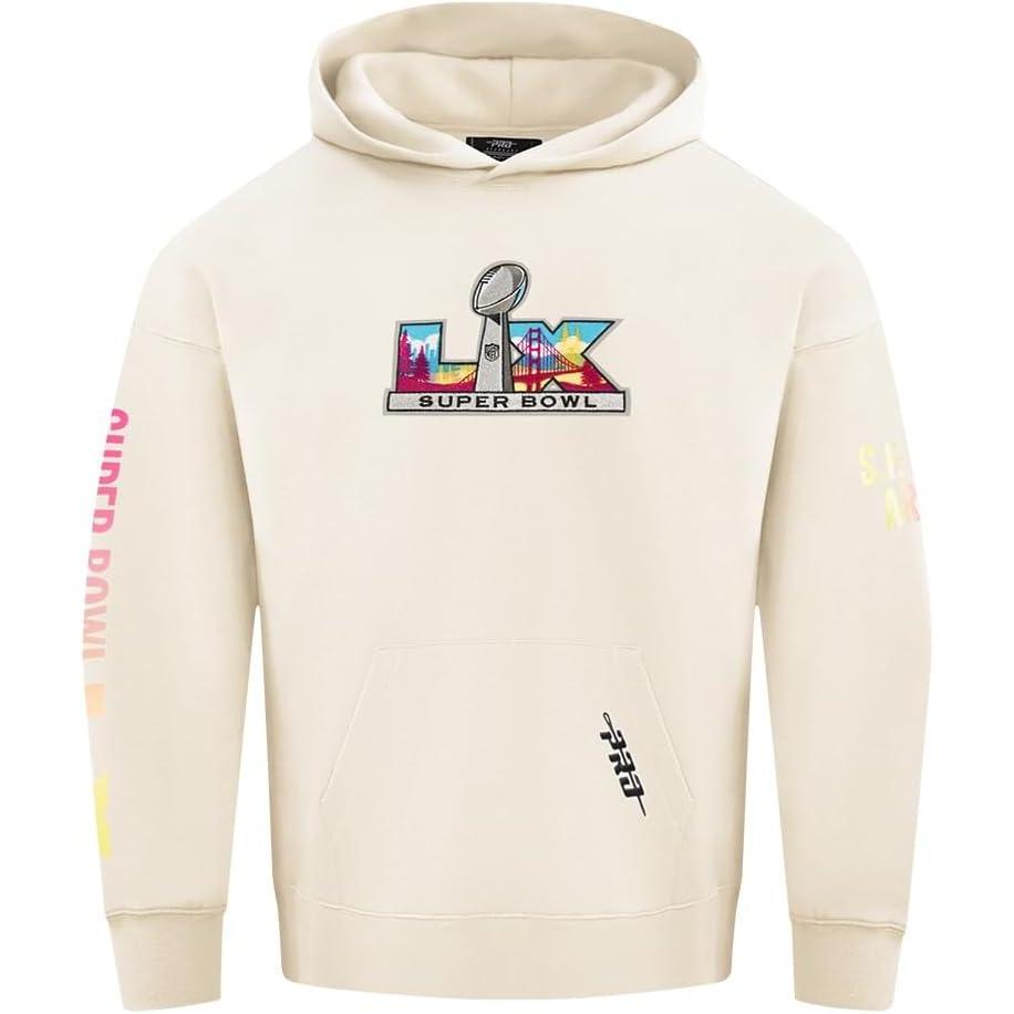 image:imagePro Standard Mens NFL Super Bowl 60 Fleece Pull Over HoodieEggshell