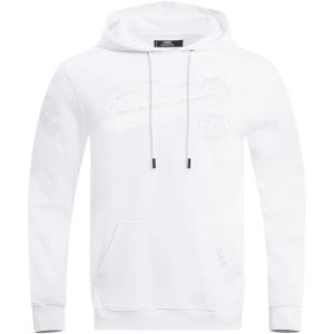 Mens NFL White Out Cotton Double Knit Pull Over Hoodie(White)