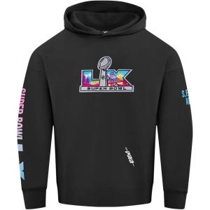 Pro Standard Mens NFL Super Bowl 60 Fleece Pull Over Hoodie(Black)