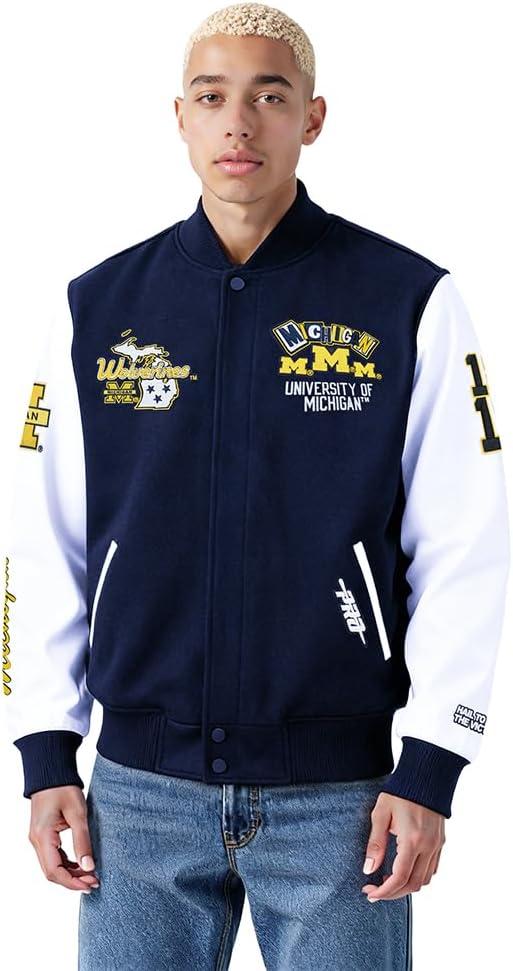image:imagePro Standard NCAA mens Mens College Campus Ransom Varsity JacketMidnight NavyWhite