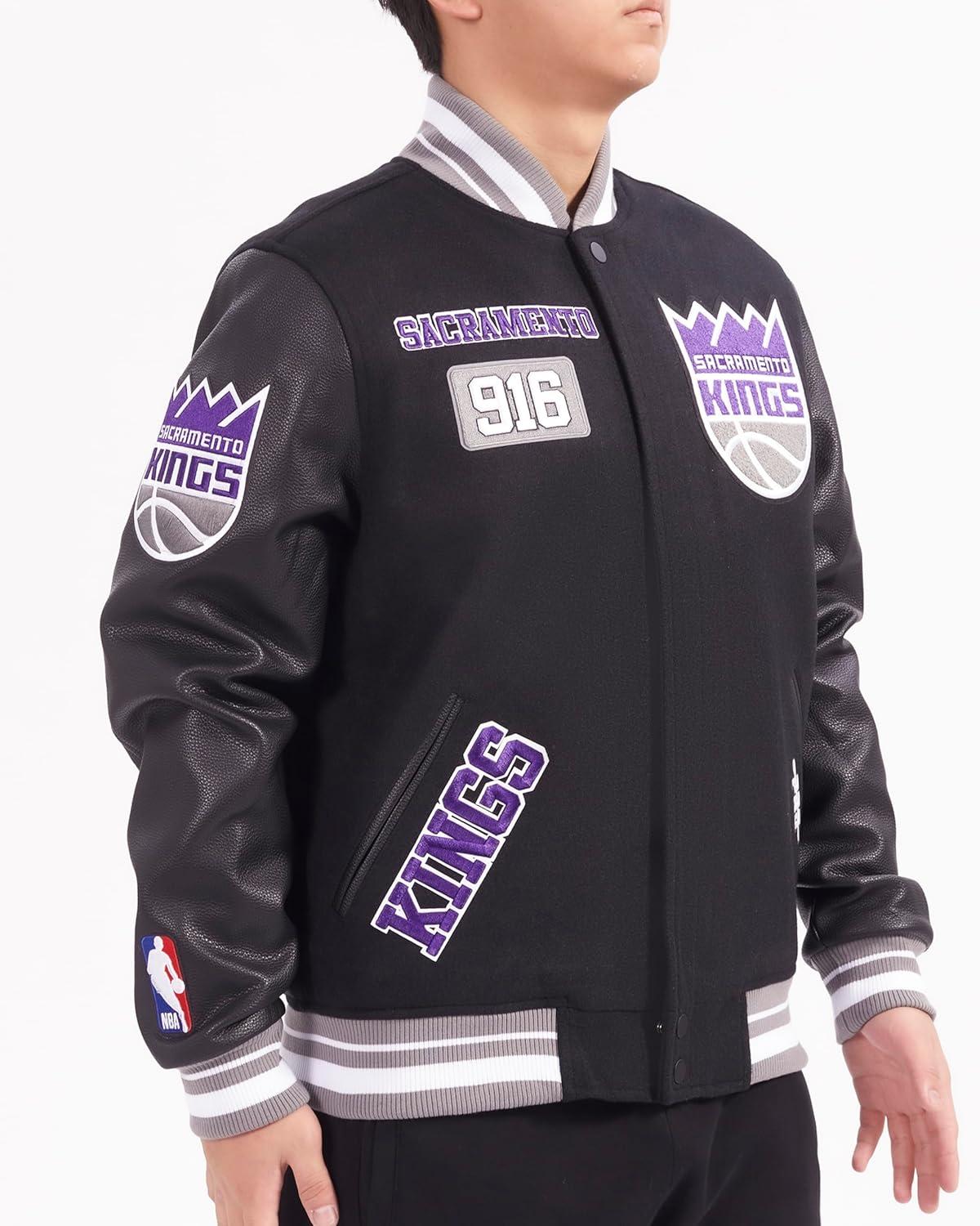 image:imagePro Standard Mens NBA Area Code Wool Varsity JacketBlackGray