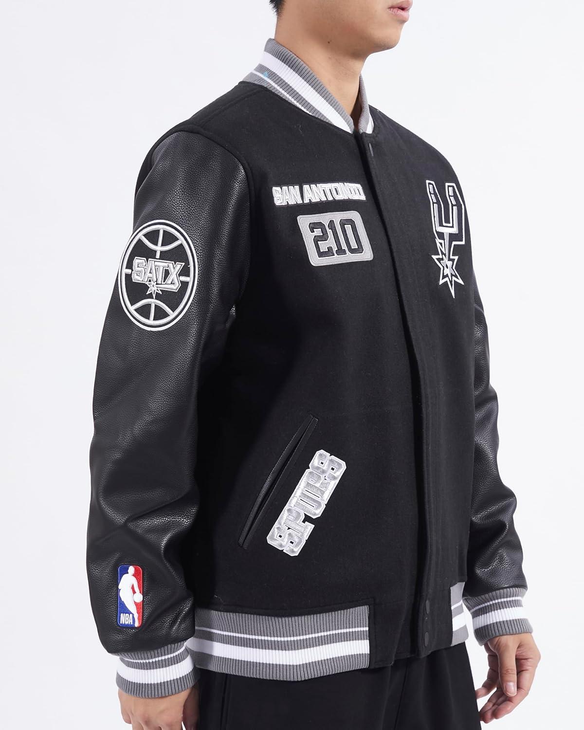 image:imagePro Standard Mens NBA Area Code Wool Varsity JacketBlackGray
