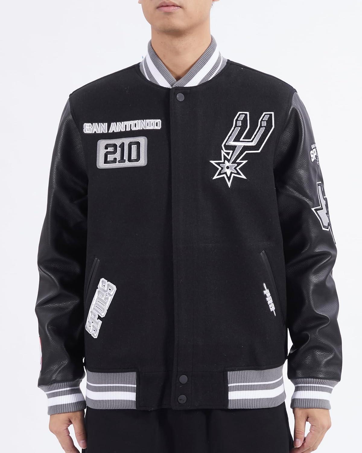 image:imagePro Standard Mens NBA Area Code Wool Varsity JacketBlackGray