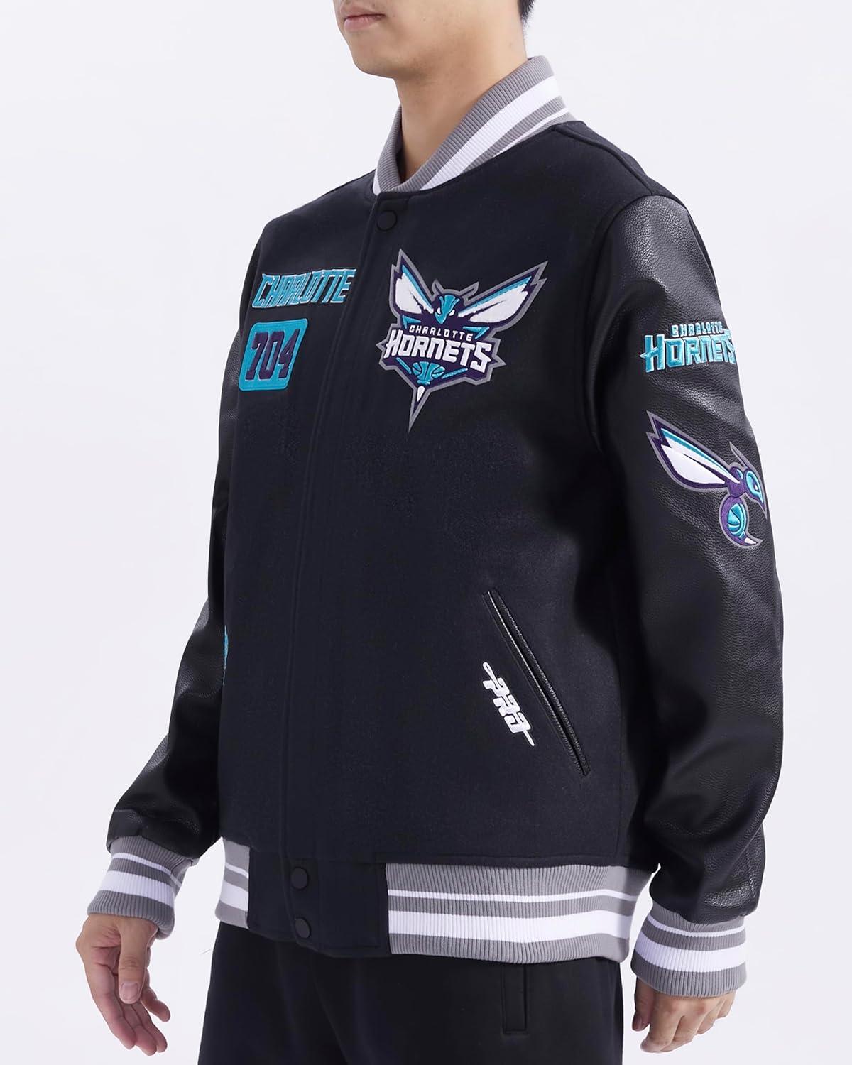 image:imagePro Standard Mens NBA Area Code Wool Varsity JacketBlackGray