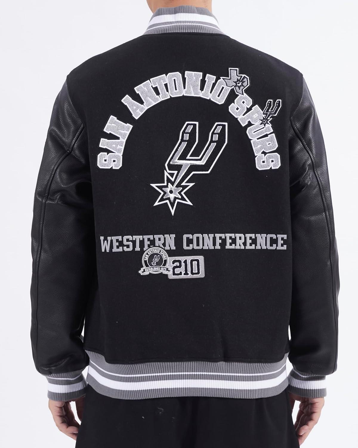 image:imagePro Standard Mens NBA Area Code Wool Varsity JacketBlackGray