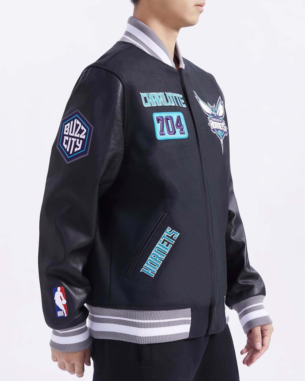 image:imagePro Standard Mens NBA Area Code Wool Varsity JacketBlackGray