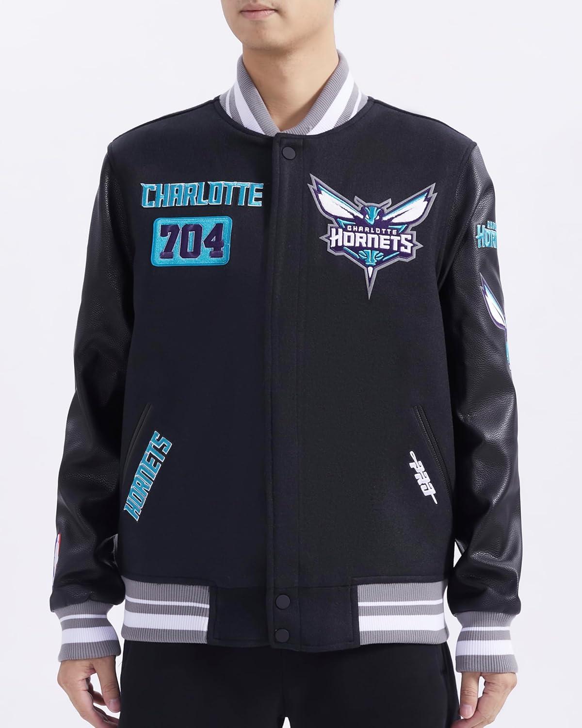 image:imagePro Standard Mens NBA Area Code Wool Varsity JacketBlackGray