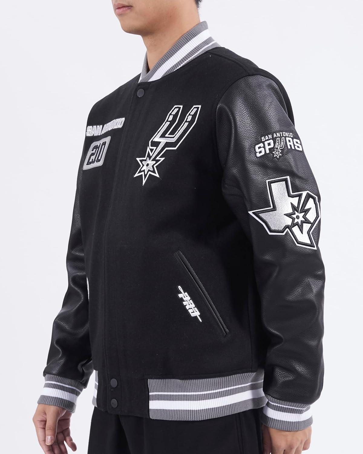 image:imagePro Standard Mens NBA Area Code Wool Varsity JacketBlackGray