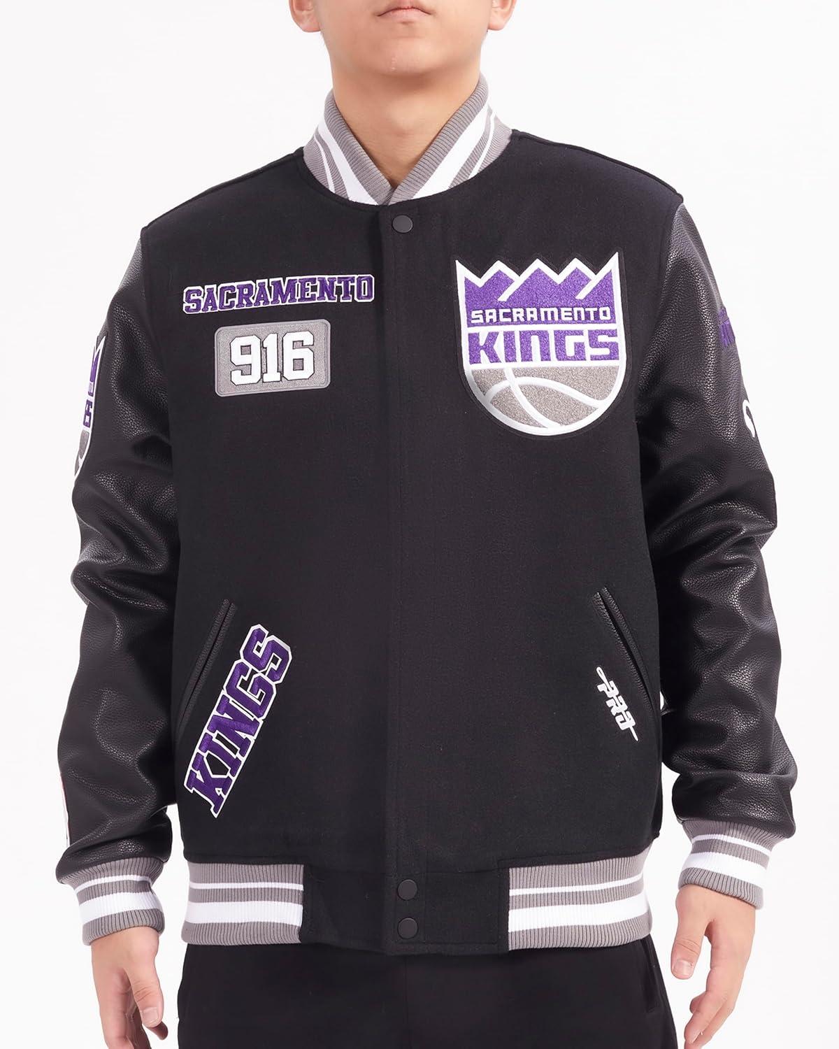 image:imagePro Standard Mens NBA Area Code Wool Varsity JacketBlackGray
