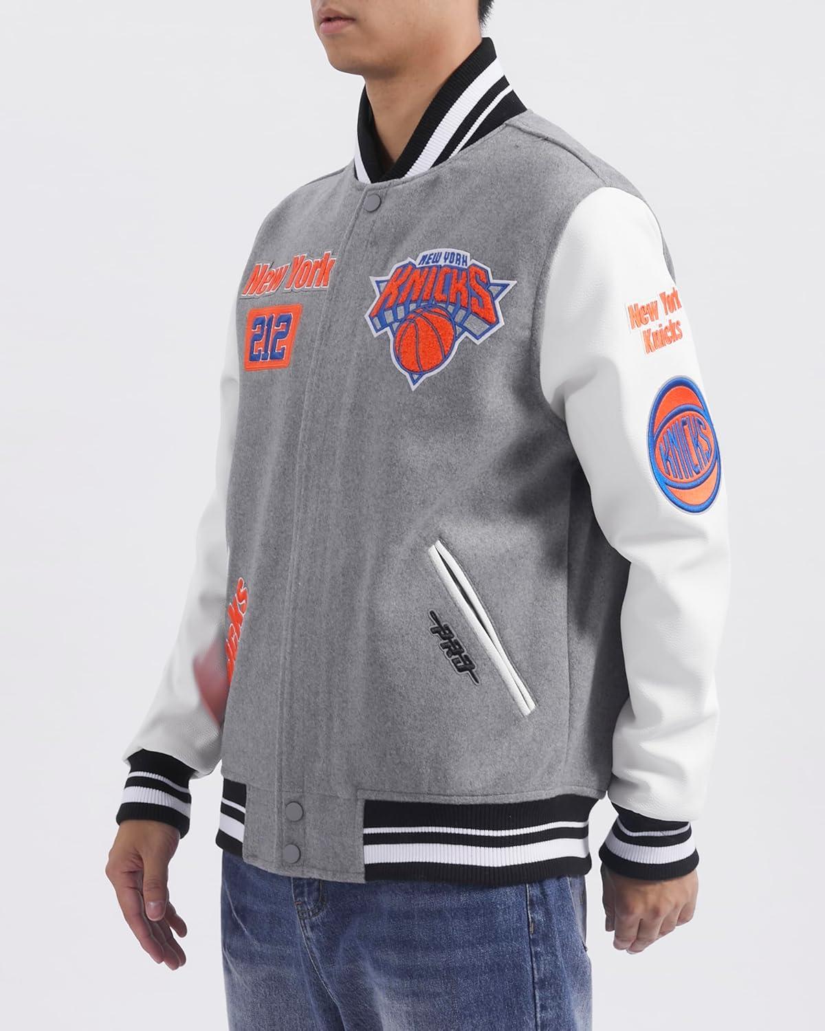 image:imagePro Standard Mens NBA Area Code Wool Varsity JacketHeather GreyWhiteBlack