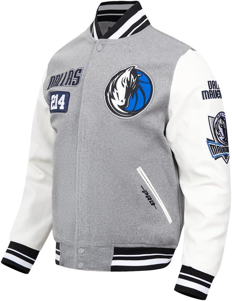 image:imagePro Standard Mens NBA Area Code Wool Varsity JacketHeather GreyWhiteBlack