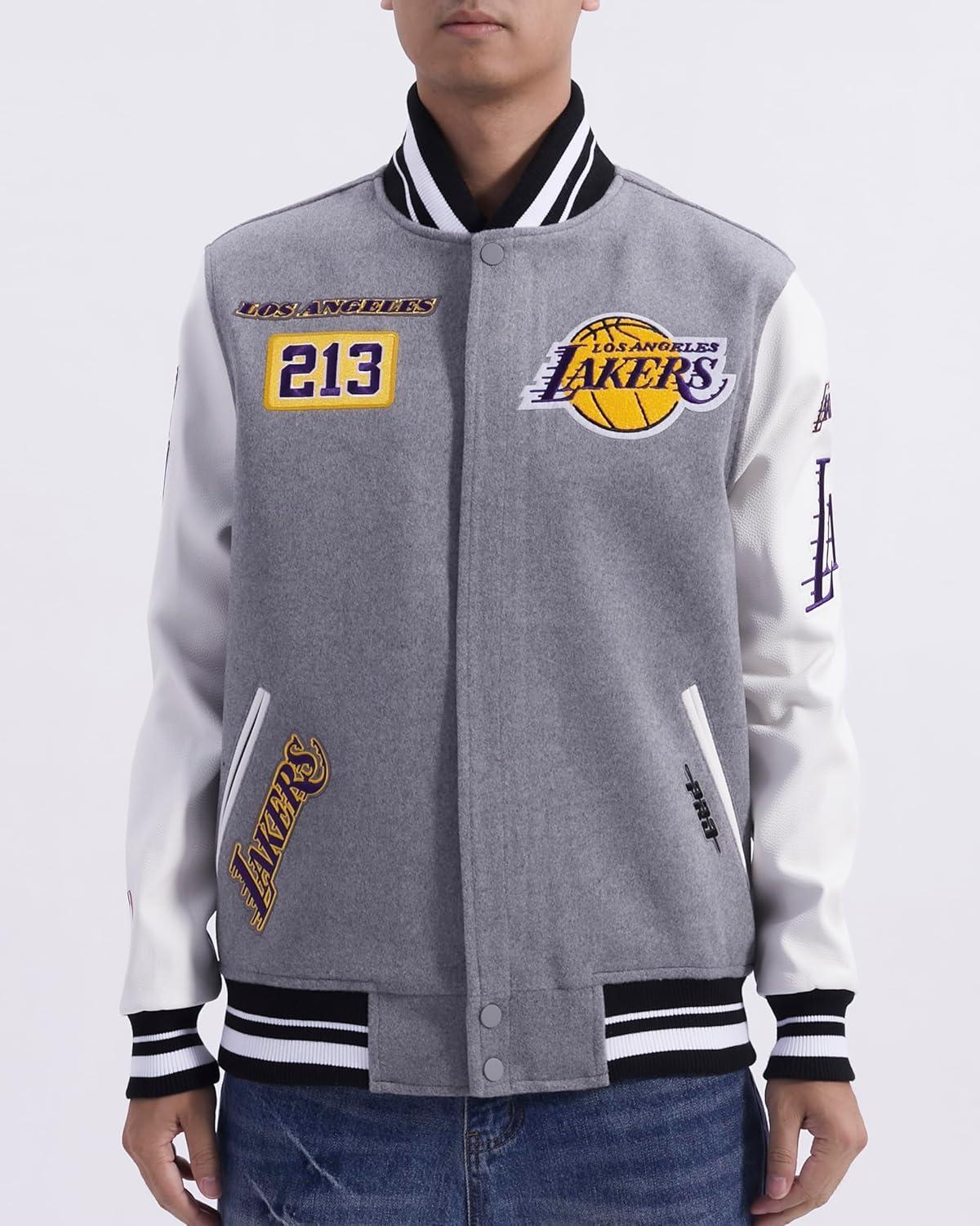 image:imagePro Standard Mens NBA Area Code Wool Varsity JacketHeather GreyWhiteBlack