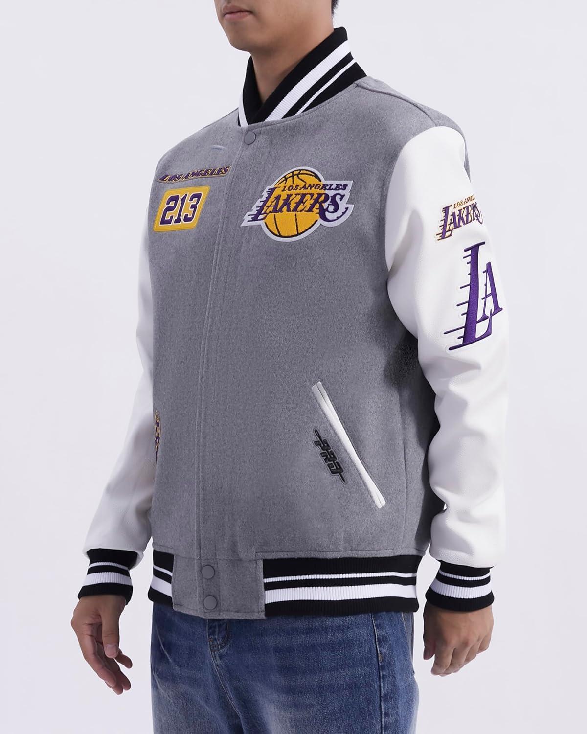 image:imagePro Standard Mens NBA Area Code Wool Varsity JacketHeather GreyWhiteBlack