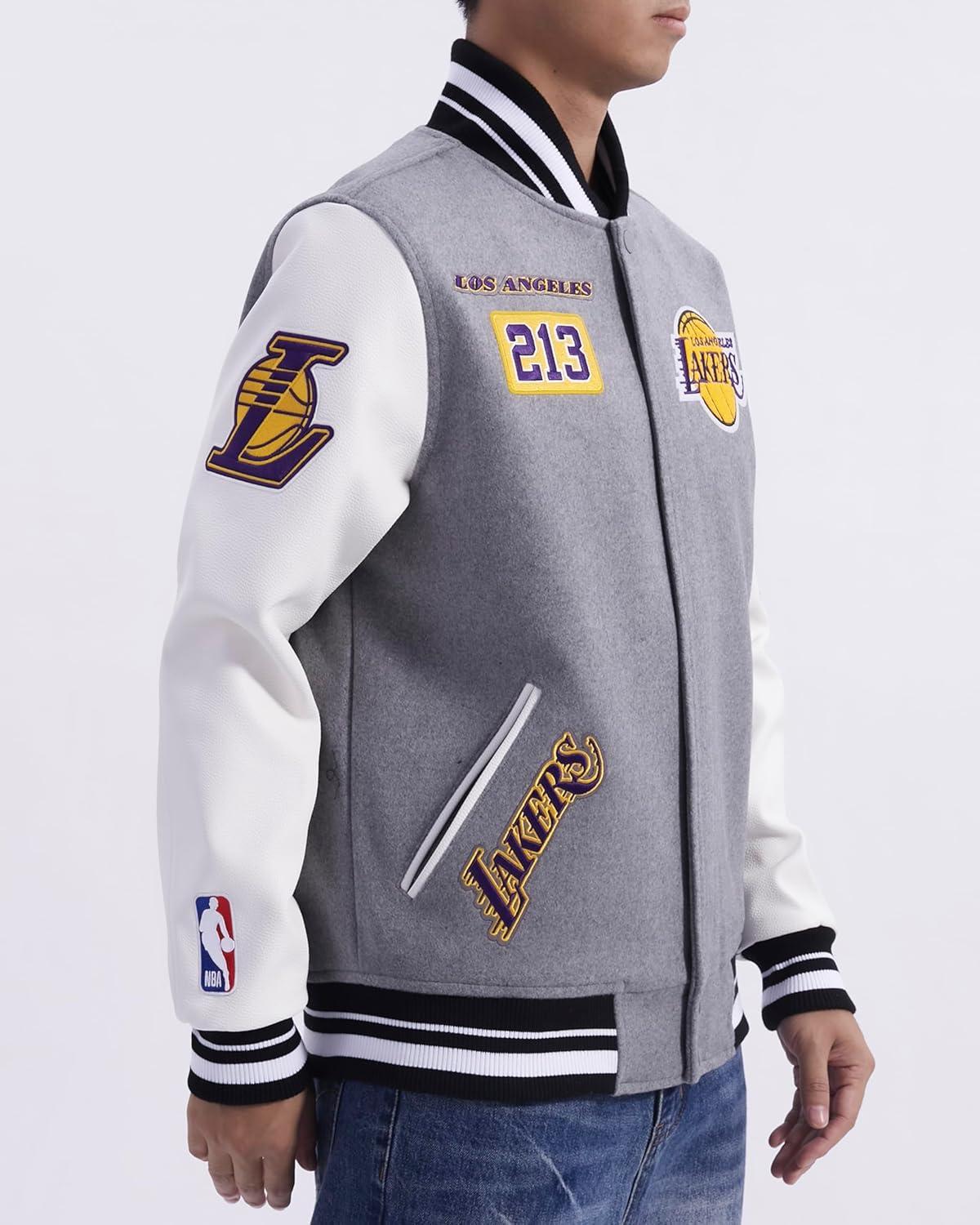 image:imagePro Standard Mens NBA Area Code Wool Varsity JacketHeather GreyWhiteBlack