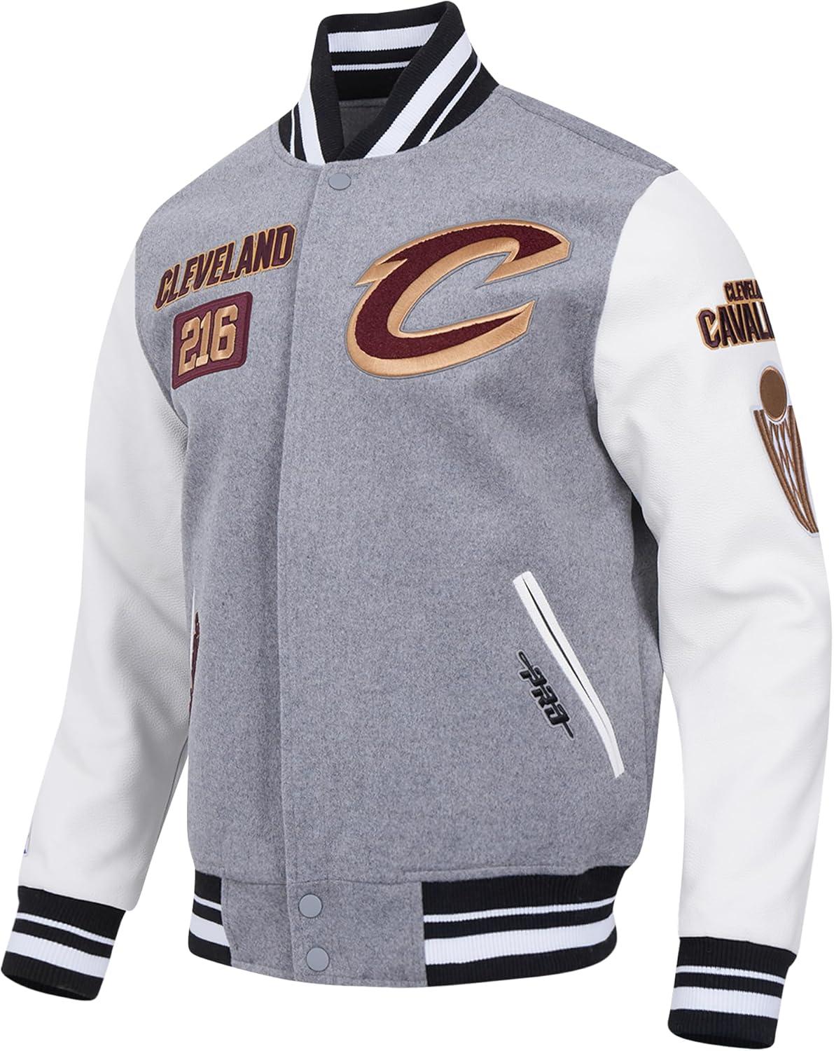 image:imagePro Standard Mens NBA Area Code Wool Varsity JacketHeather GreyWhiteBlack