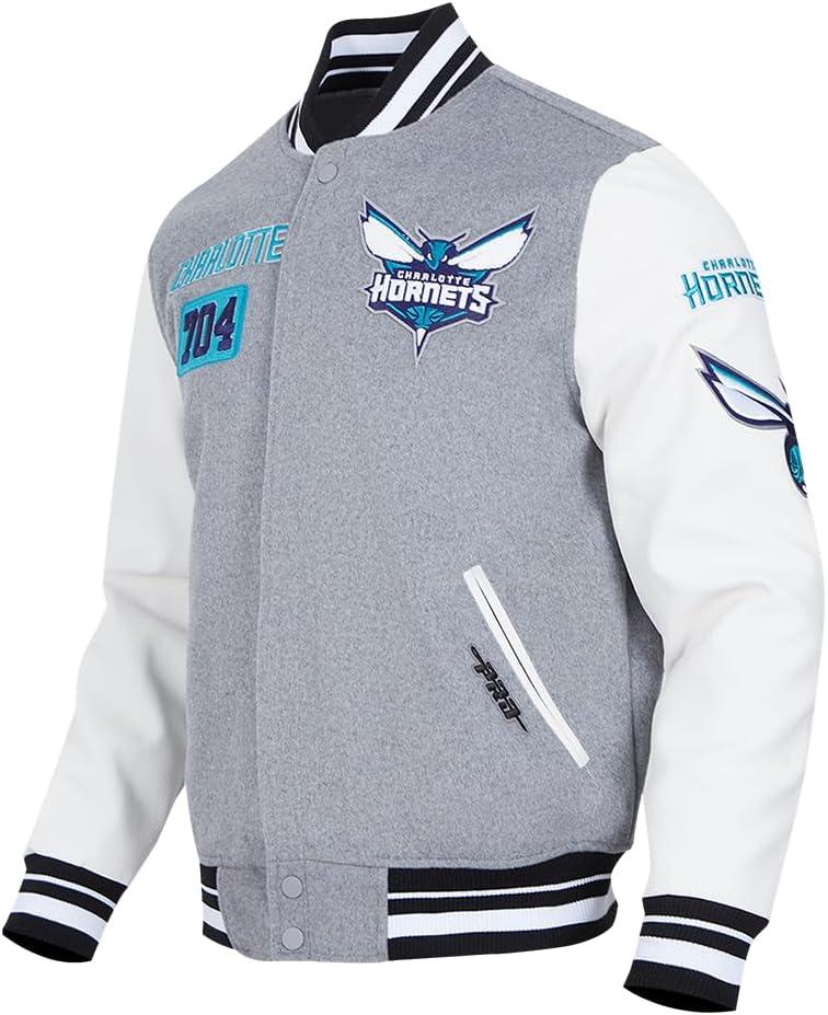image:imagePro Standard Mens NBA Area Code Wool Varsity JacketHeather GreyWhiteBlack
