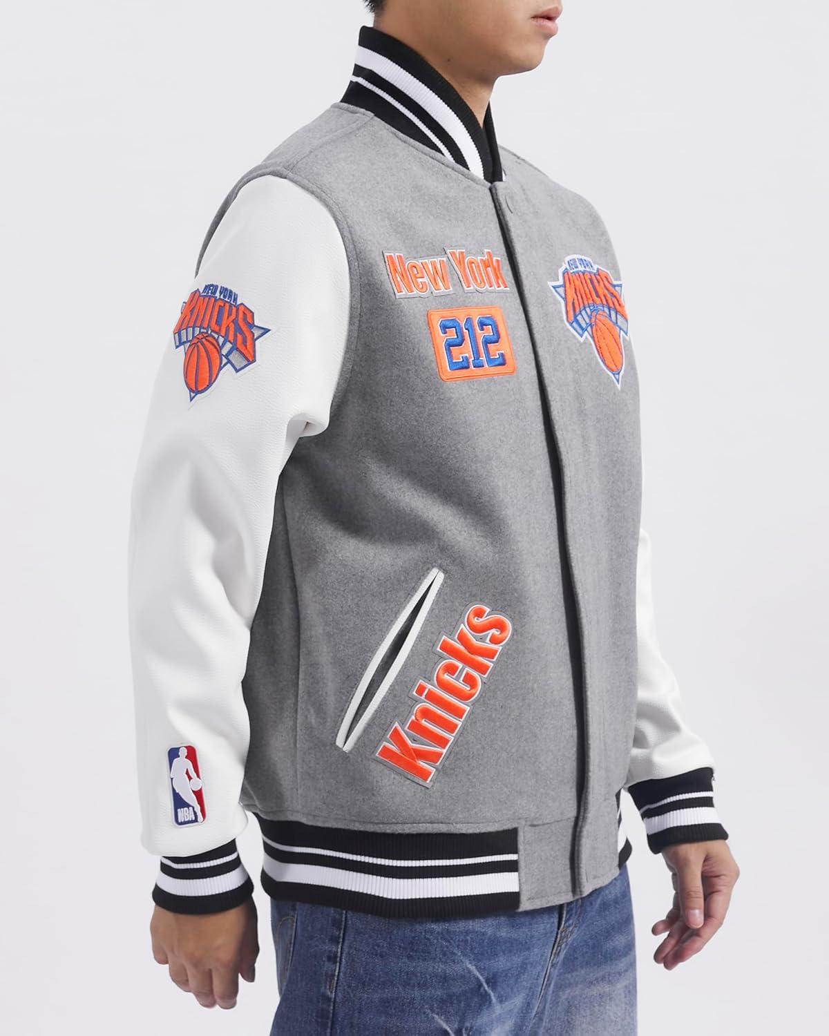 image:imagePro Standard Mens NBA Area Code Wool Varsity JacketHeather GreyWhiteBlack