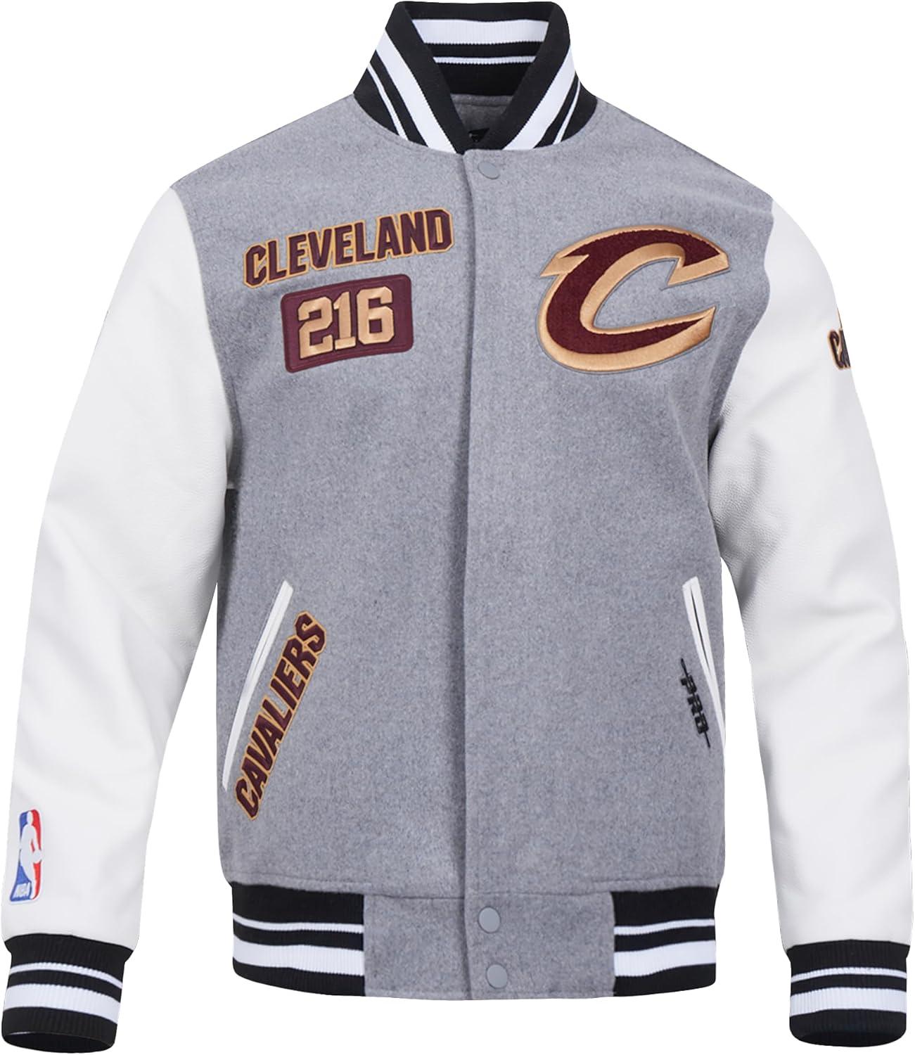 image:imagePro Standard Mens NBA Area Code Wool Varsity JacketHeather GreyWhiteBlack