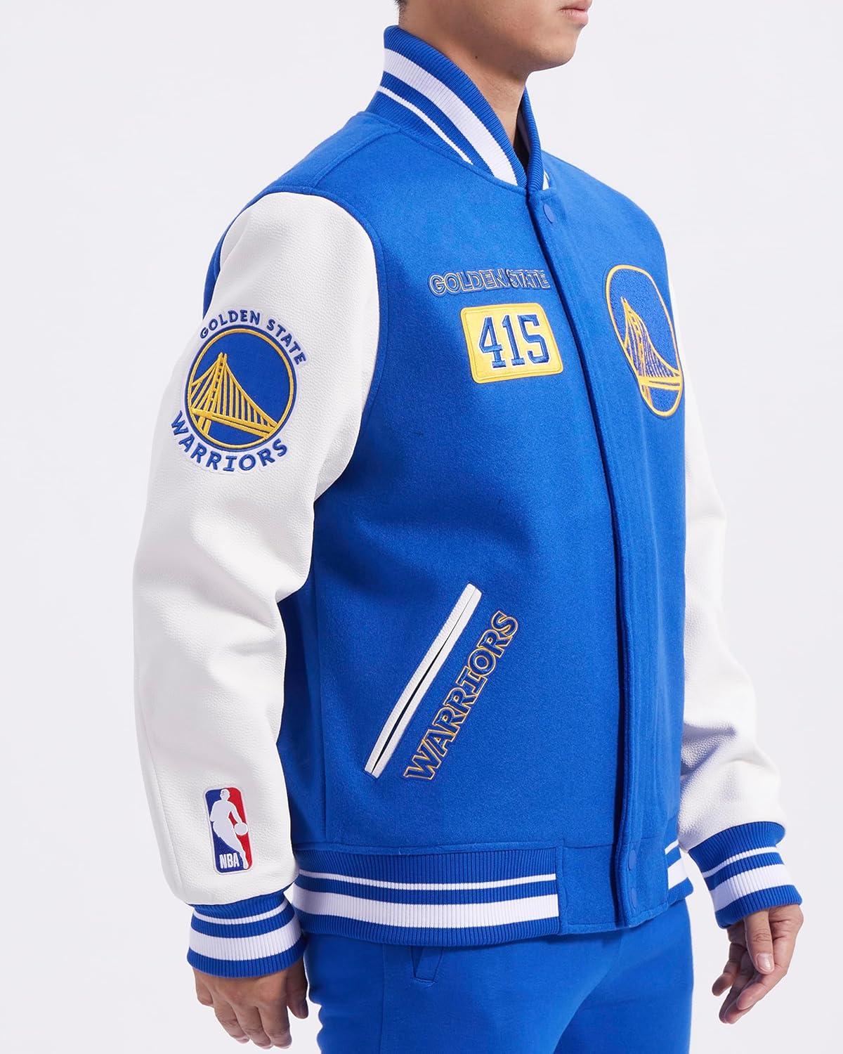 image:imagePro Standard Mens NBA Area Code Wool Varsity JacketRoyal BlueWhite