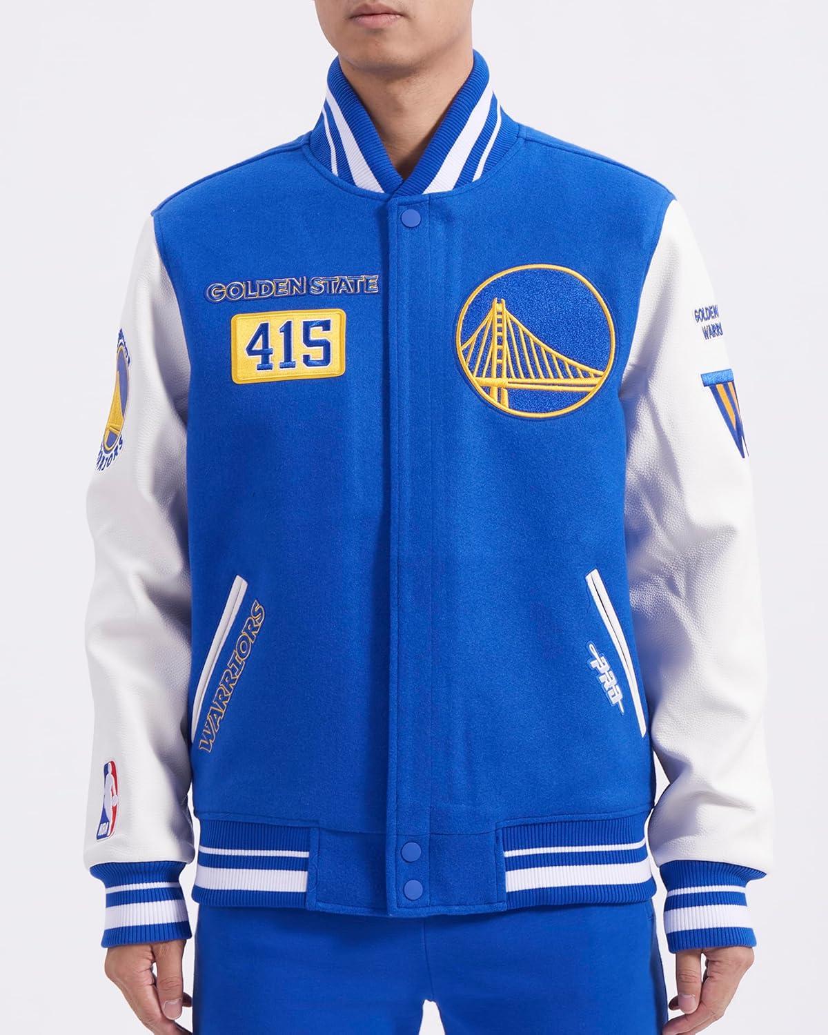image:imagePro Standard Mens NBA Area Code Wool Varsity JacketRoyal BlueWhite