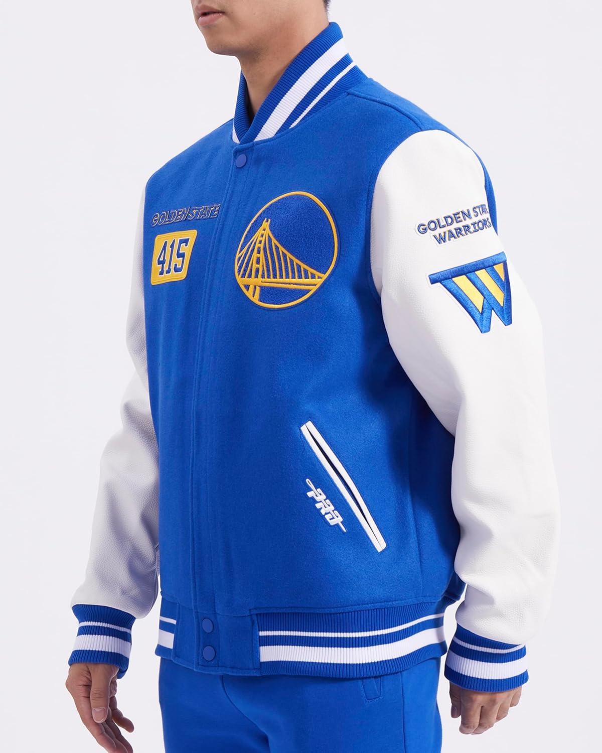 image:imagePro Standard Mens NBA Area Code Wool Varsity JacketRoyal BlueWhite