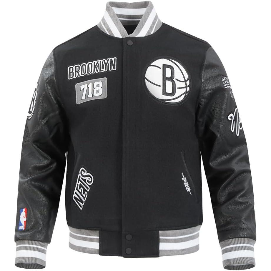 image:imagePro Standard Mens NBA Area Code Wool Varsity JacketBlackGray